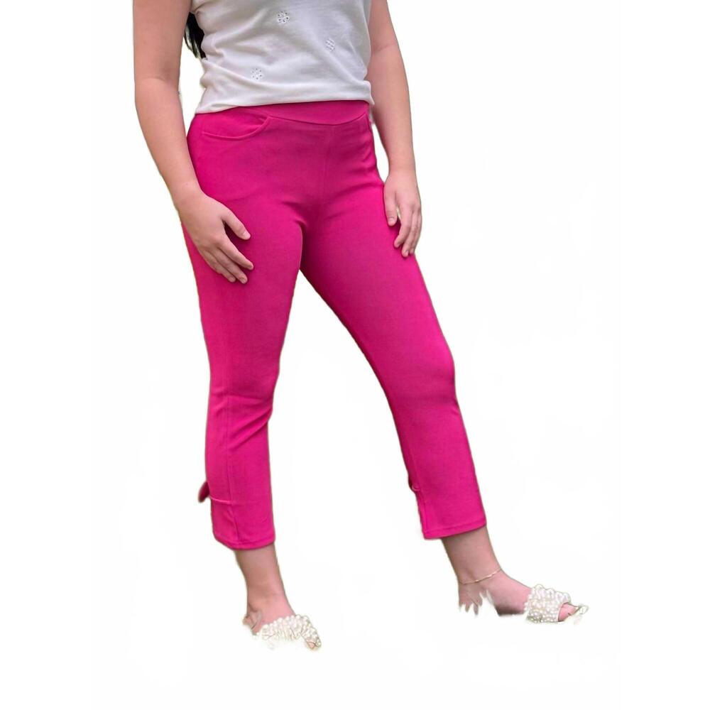 NEW COCO + CARMEN georgie bow back capri pants in bright rose